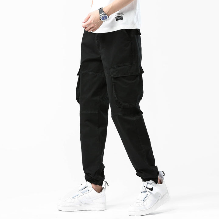 Herren Cargo-Joggerhose mit Kniepasse, elastischem Knöchelsaum und Großvolumigen Klappentaschen Drune