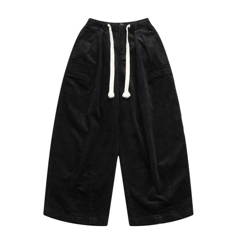 Damen Weite hochtaillierte Cordhose im Culotte‑Schnitt mit Tunnelzug und aufgesetzten Taschen Drune