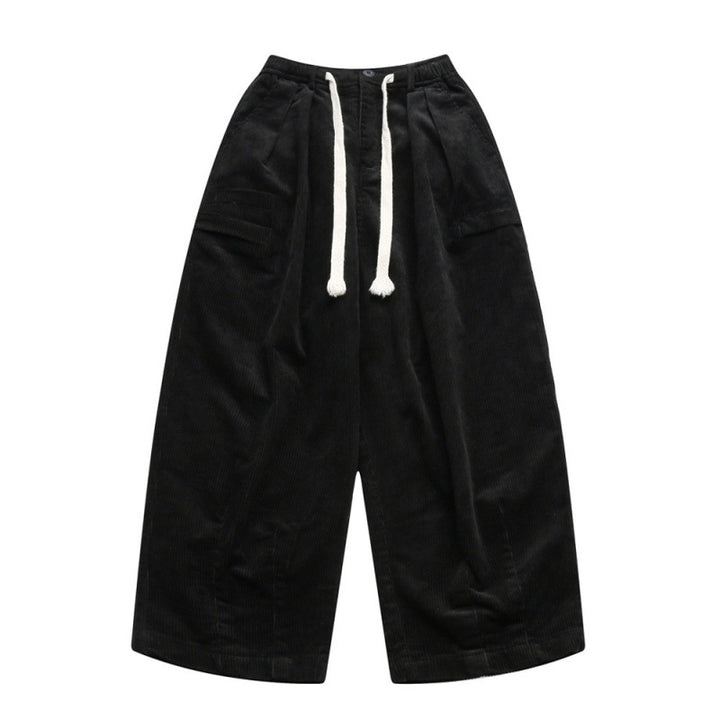 Damen Weite hochtaillierte Cordhose im Culotte‑Schnitt mit Tunnelzug und aufgesetzten Taschen Drune