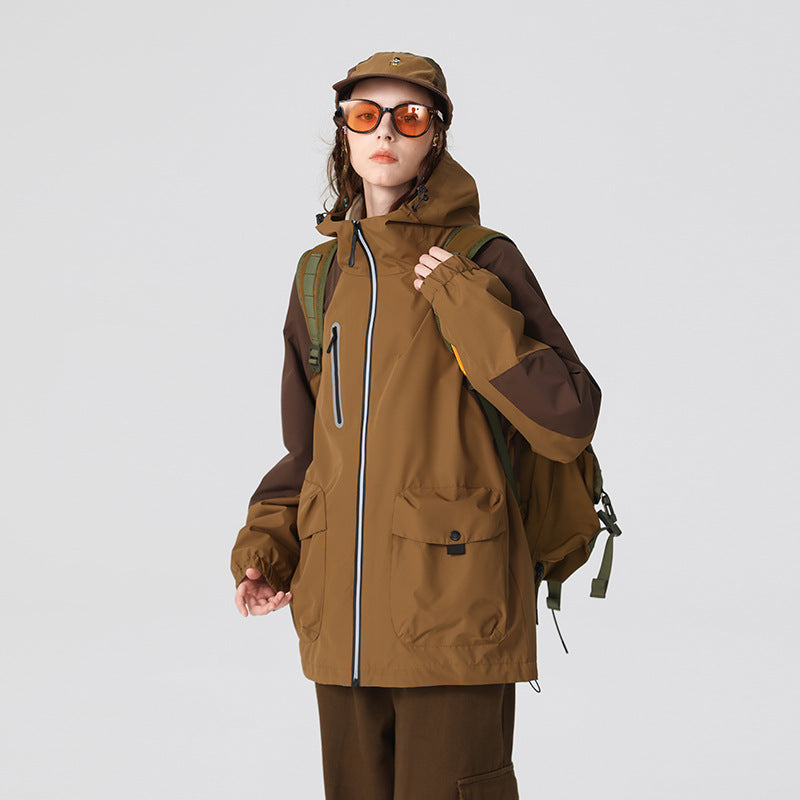 Herren zweilagige technische Regenjacke mit verstellbarer Kapuze und verschweißten Nähten Drune
