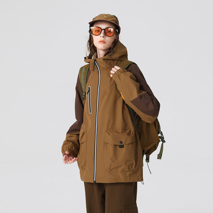 Herren zweilagige technische Regenjacke mit verstellbarer Kapuze und verschweißten Nähten Drune