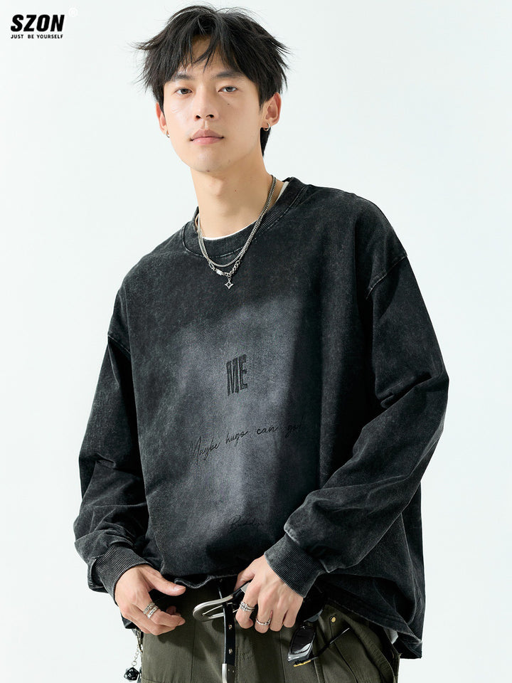 Herren Oversize Vintage-Sweatshirt mit Pigmentfärbung Drune