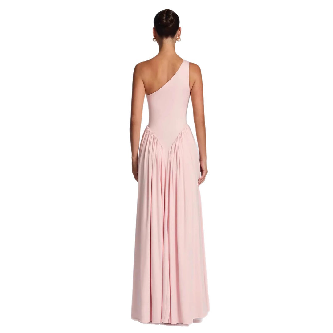 Damen Maxi-Kleid mit schulterfreiem Design und fließendem Stoff Drune