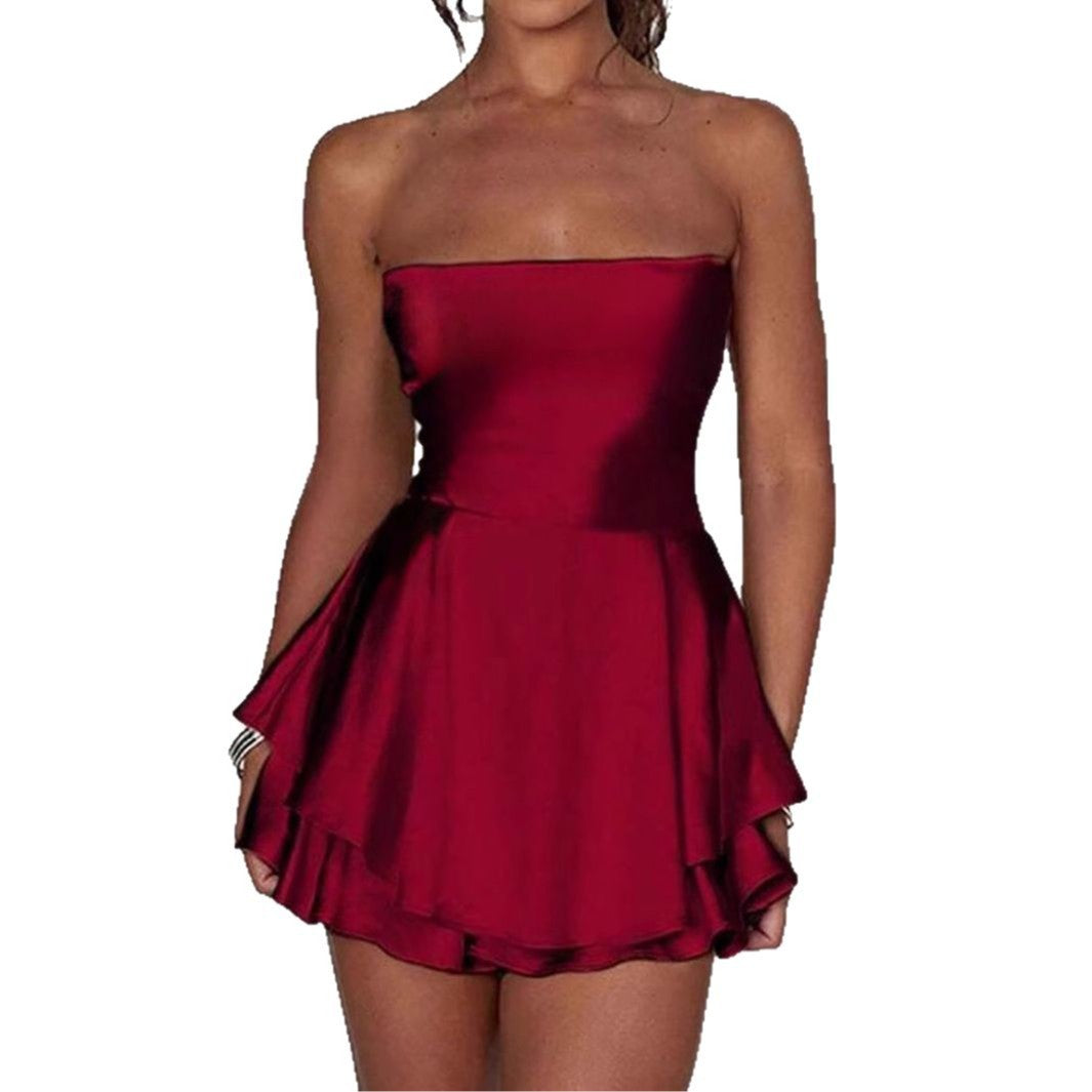 Damen Bandeau-Kleid mit schwingendem Volant-Design Drune