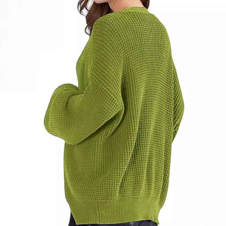 Damen modischer Strickcardigan mit luftigen Ärmeln und Knopfdetail Drune