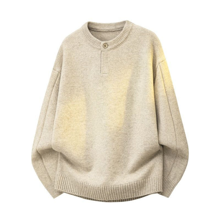 Damen Oversize Feinstrickpullover mit Halbknopfleiste, überschnittener Schulter & geripptem Saum Drune