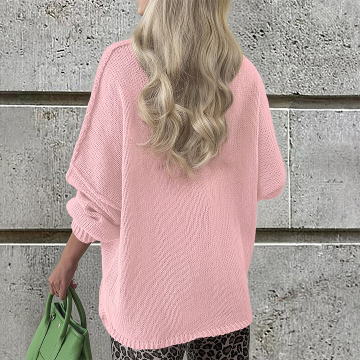 Damen nan Bouclé-Oversize-Cardigan mit tiefem V-Ausschnitt, Kimonoärmeln und goldenen Zierknöpfen Drune
