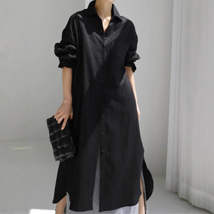 Damen Langarmhemdkleid Drune