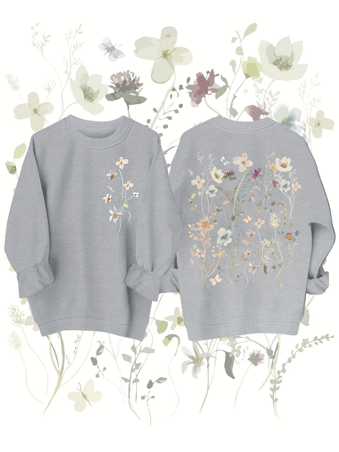 Damen Sweatshirt mit floralem Design und weichem Innenfutter Drune