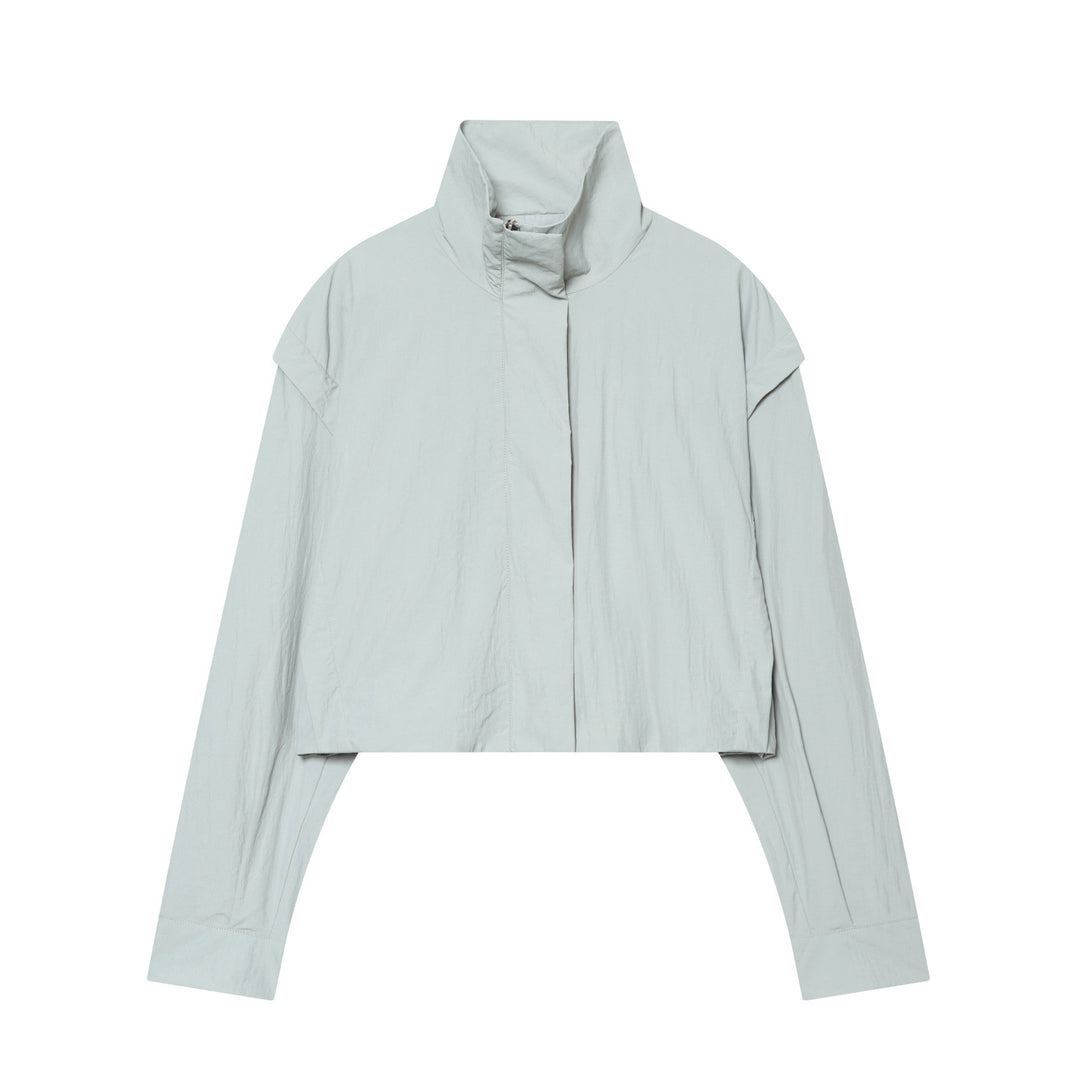 Damen Cropped-Übergangsjacke mit hohem Stehkragen und verdecktem Reißverschluss Drune