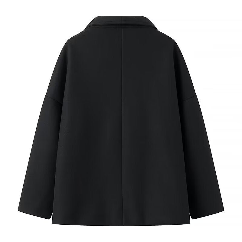 Damen Kurzmantel im Oversize‑Cut mit Doppelreiher und weitem Umschlagkragen Drune