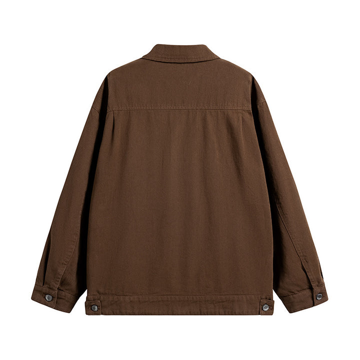 Herren Oversize Canvas-Utility-Jacke mit aufgesetzten Multifunktions-Taschen und Druckknopfleiste Drune