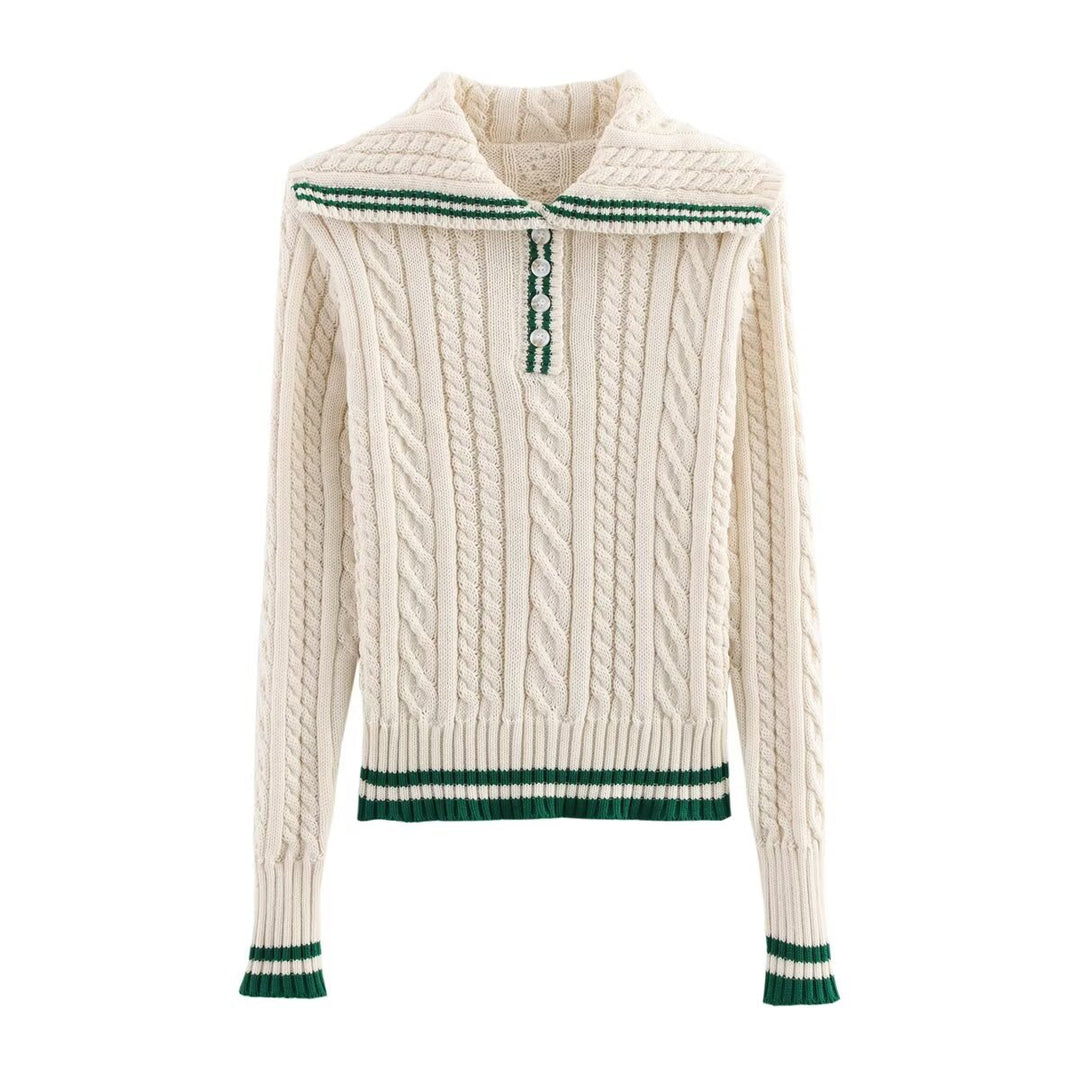 Damen Strickpullover mit klassischem Stehkragen und zeitlosem Zopfmuster Drune