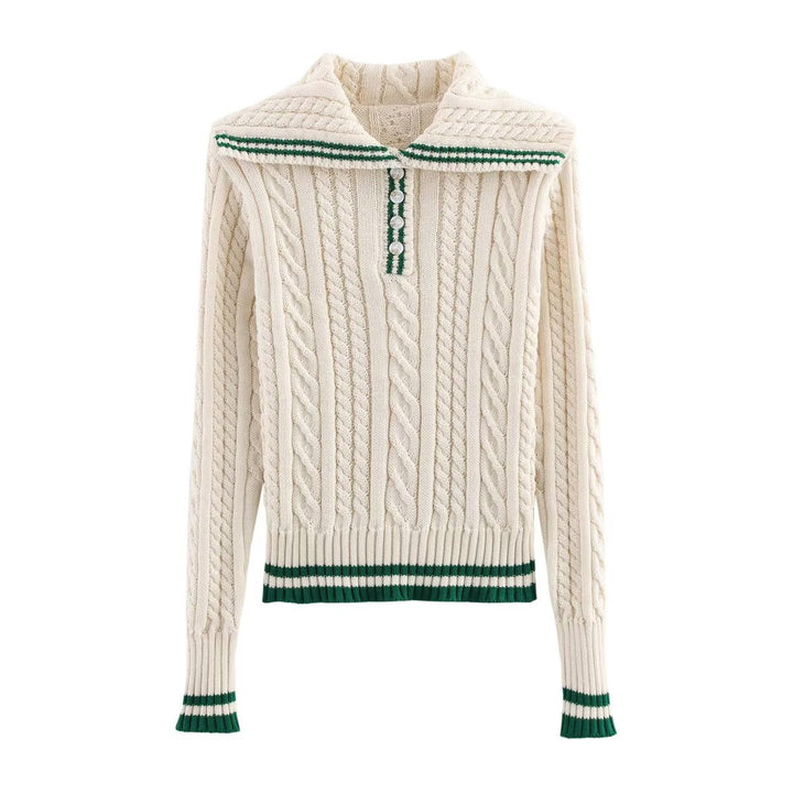 Damen Strickpullover mit klassischem Stehkragen und zeitlosem Zopfmuster Drune