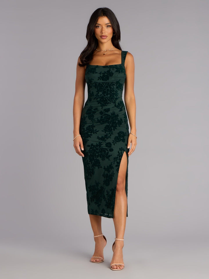 Damen Figurbetontes Kleid mit Spitzenmuster und Schlitz Drune