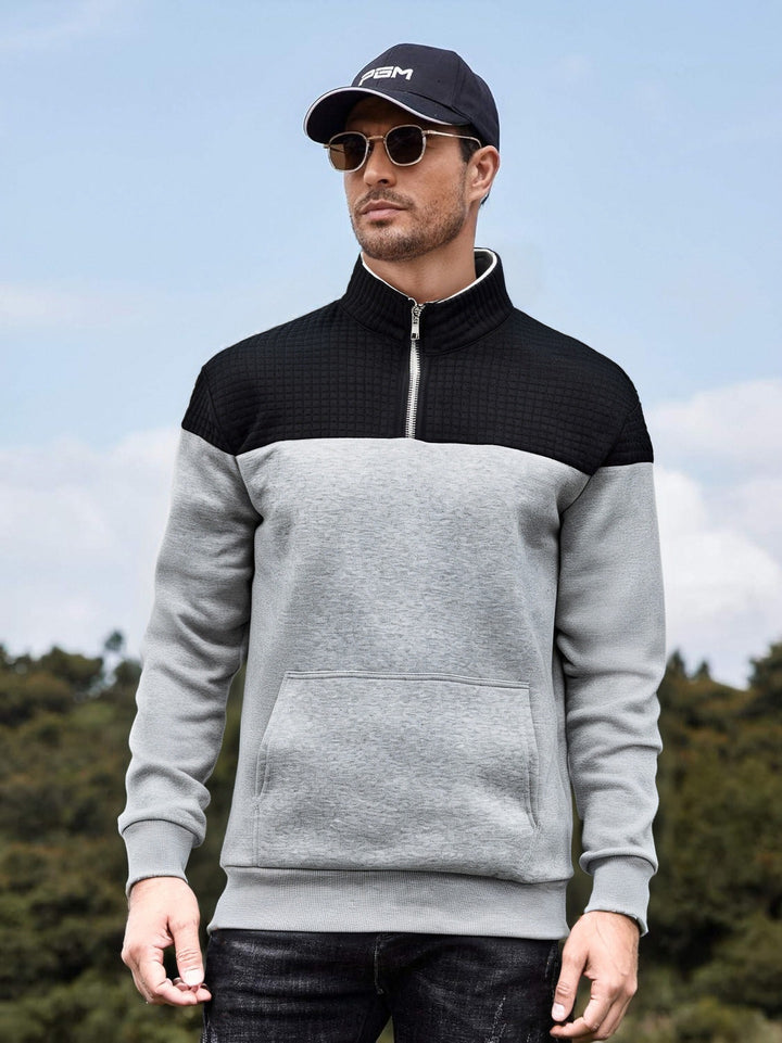 Herren funktionale Sweatjacke mit hochschließendem Kragen und praktischer Kängurutasche Drune