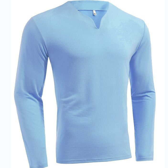 Herren nan Langarmshirt mit V-Ausschnitt Slim Fit Baumwollmix und elastischem Komfortbund Drune