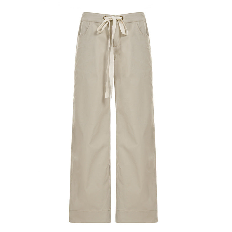 Damen nan weite Highwaist Cargo-Schlaghose mit Tunnelzug, Mehrfachtaschen und legerer Silhouette Drune