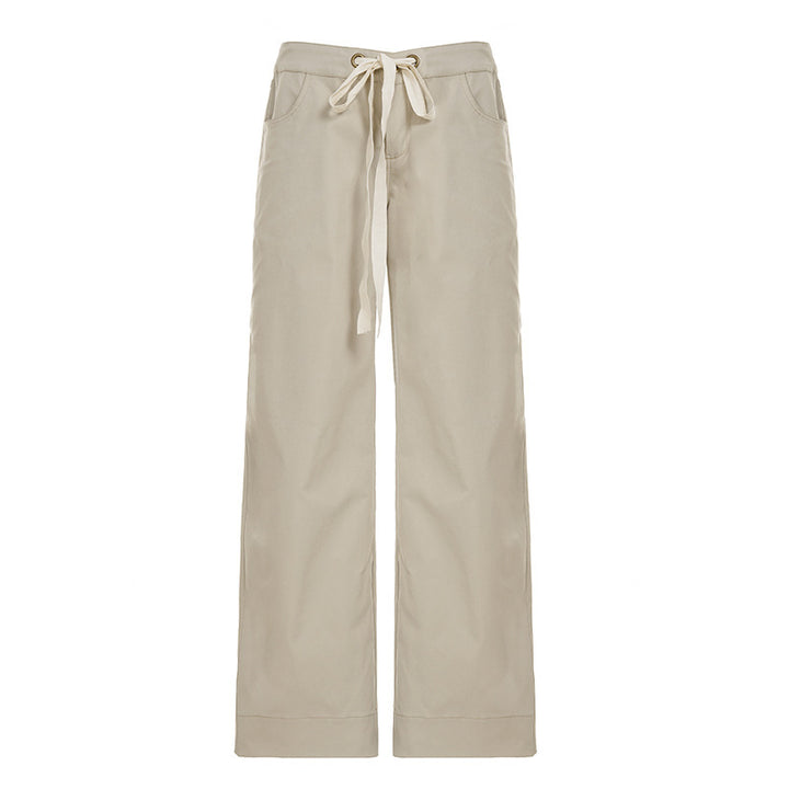 Damen Weite Cargo-Hose mit hohem Bund und seitlichen Taschen Drune
