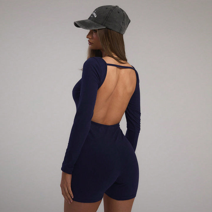Damen Langarm-Bodysuit mit figurbetontem Schnitt und modischem U-Ausschnitt Drune