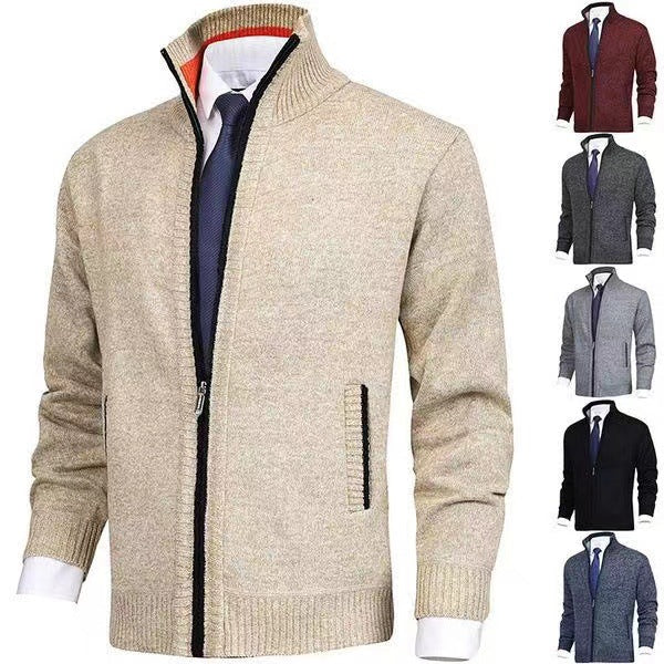 Herren nan Strickjacke mit Stehkragen und verdecktem Reißverschluss Drune