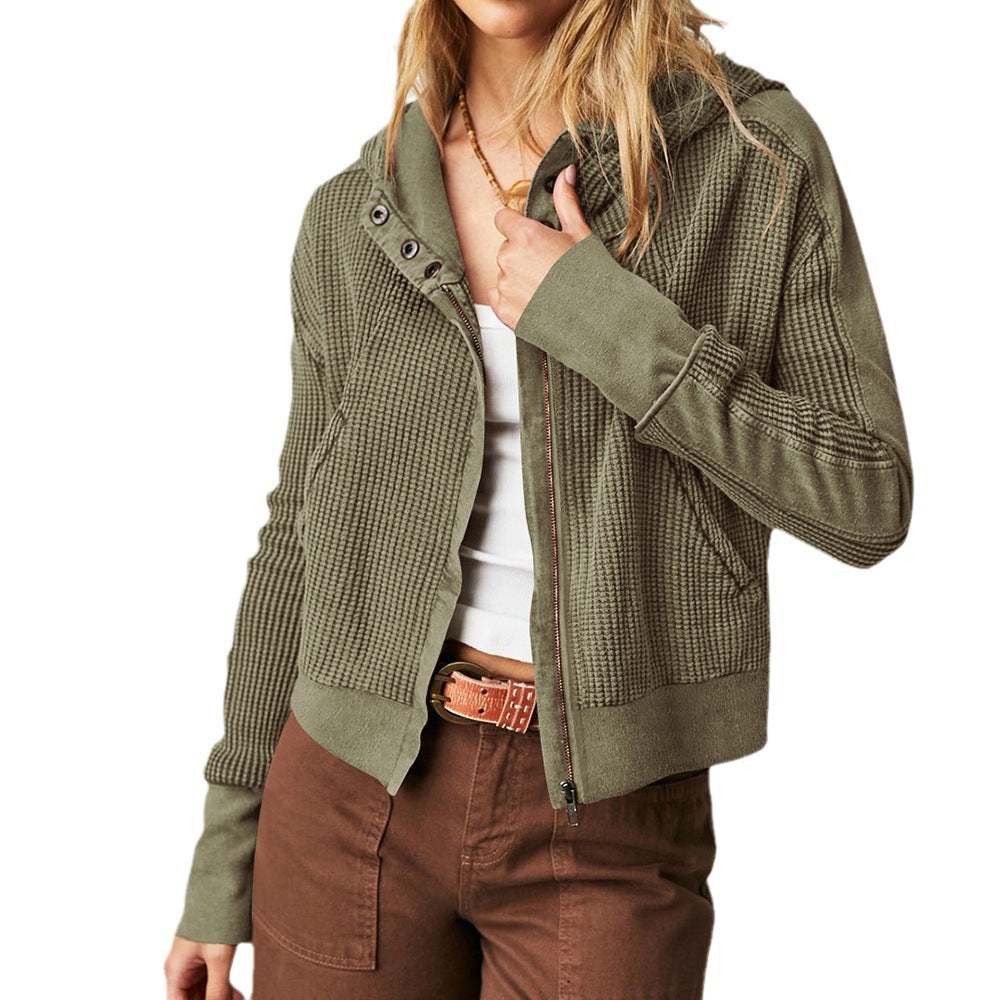 Damen Sportliche Kapuzenjacke aus strukturiertem Material Drune