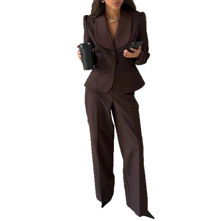 Damen Taillierter Blazer mit übergroßem Schalkragen und Hose mit hohem Bund und weitem Bein Drune