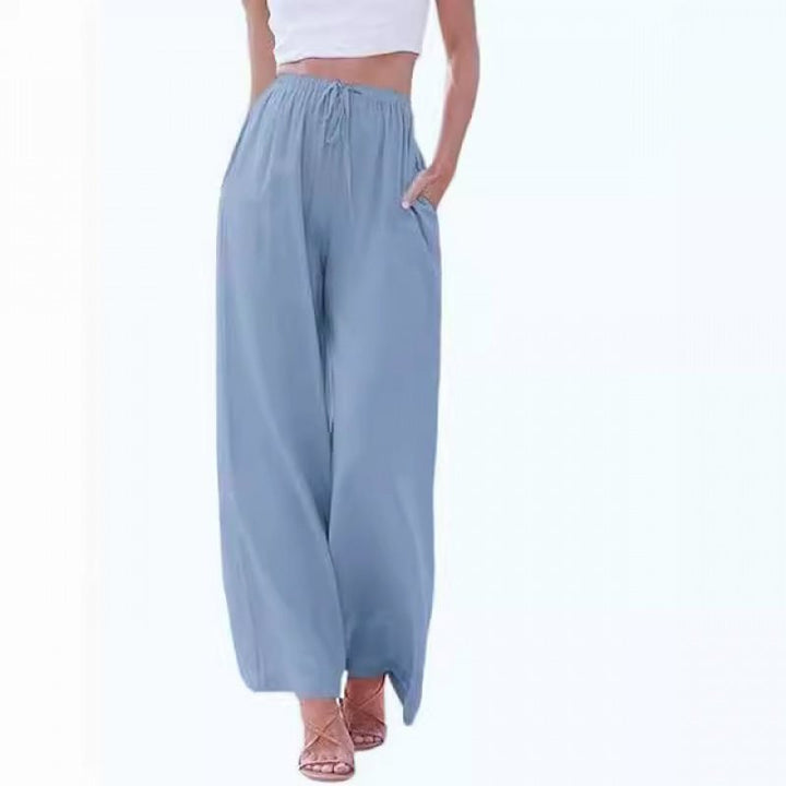 Damen Weite Palazzo-Hose mit elastischem Bund und seitlichen Taschen Drune