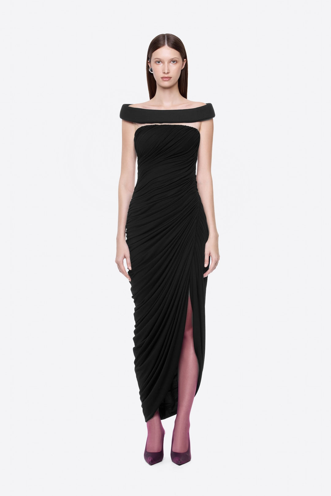 Damen Elegantes Abendkleid mit Off-Schulter-Design und raffiniertem Drapé Drune
