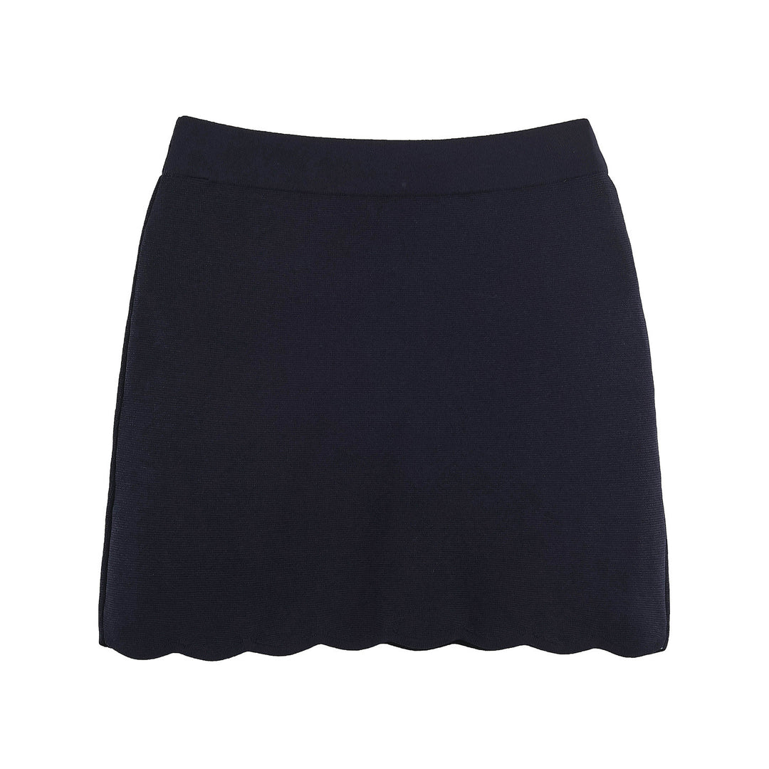 Damen Stretch-Strickrock mit hohem Bund und gewelltem Saum Drune