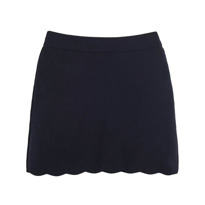 Damen Stretch-Strickrock mit hohem Bund und gewelltem Saum Drune