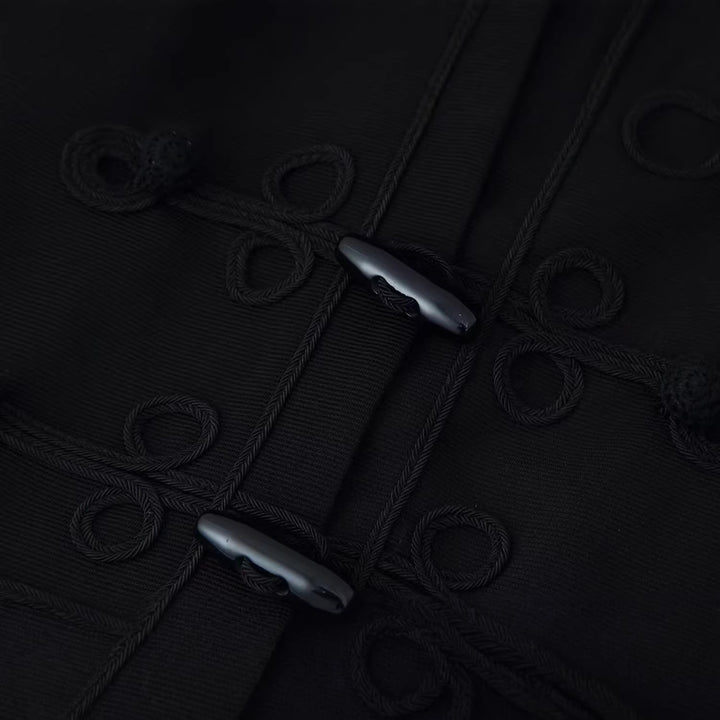 Damen Kurze militärisch inspirierte Jacke mit Knoten- und Kordelverschlüssen Drune