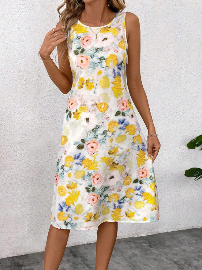 Damen Blumendesign Sommerkleid Drune