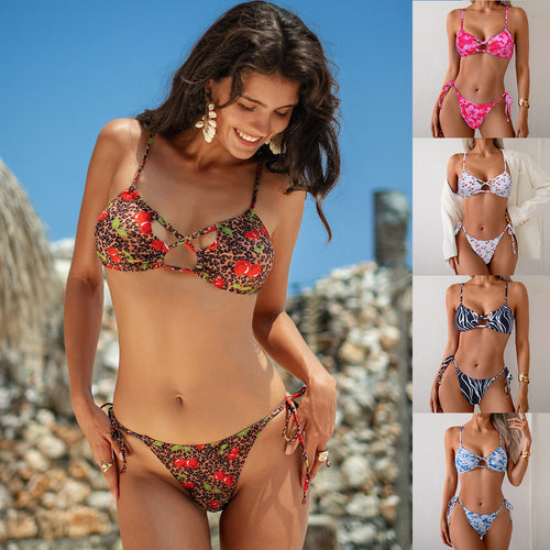 Damen Triangel-Bikini mit verspieltem Kirschdesign Drune