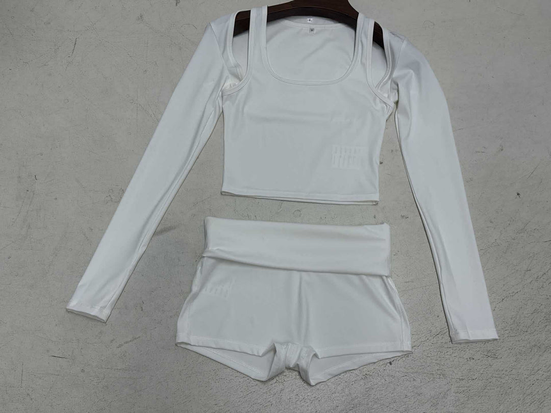 Damen Sportliches Crop-Top und Shorts Set Drune