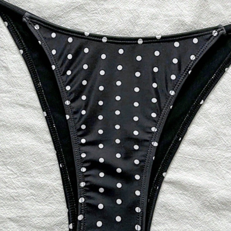Damen Triangel-Bikini mit verspieltem Punktenmuster und verstellbarem Bund Drune