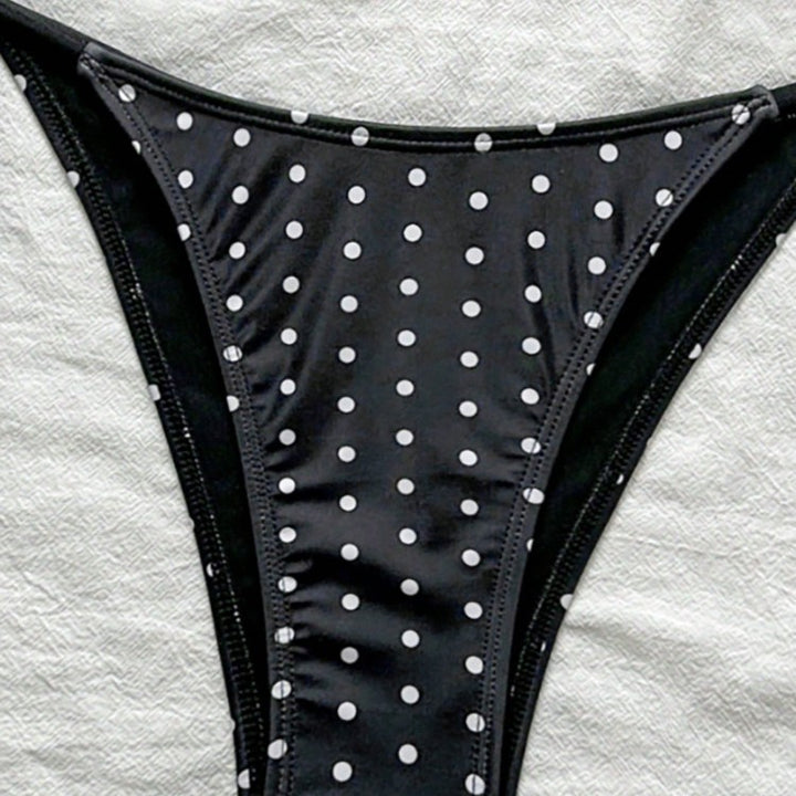 Damen Triangel-Bikini mit verspieltem Punktenmuster und verstellbarem Bund Drune