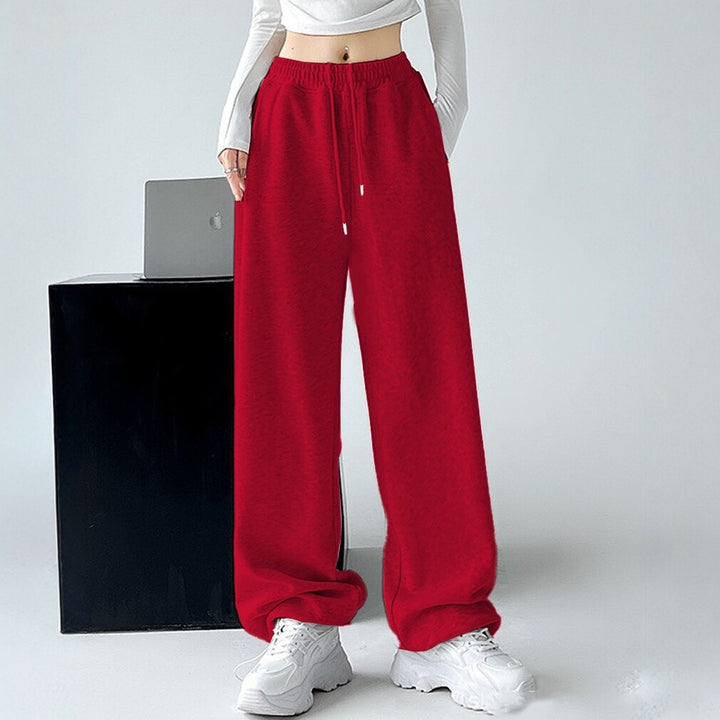 Damen nan extraweite Palazzo-Sweathose mit hohem Komfortbund, seitlichen Eingrifftaschen, Schlitz am Saum und Kordelzug Drune
