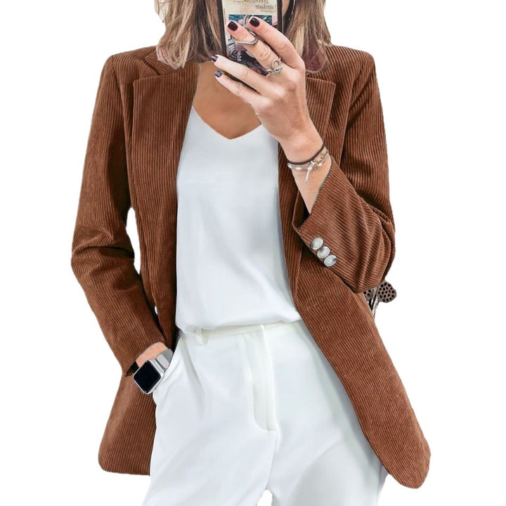Damen Eleganter Blazer mit vertikalem Streifenmuster und schmaler Silhouette Drune