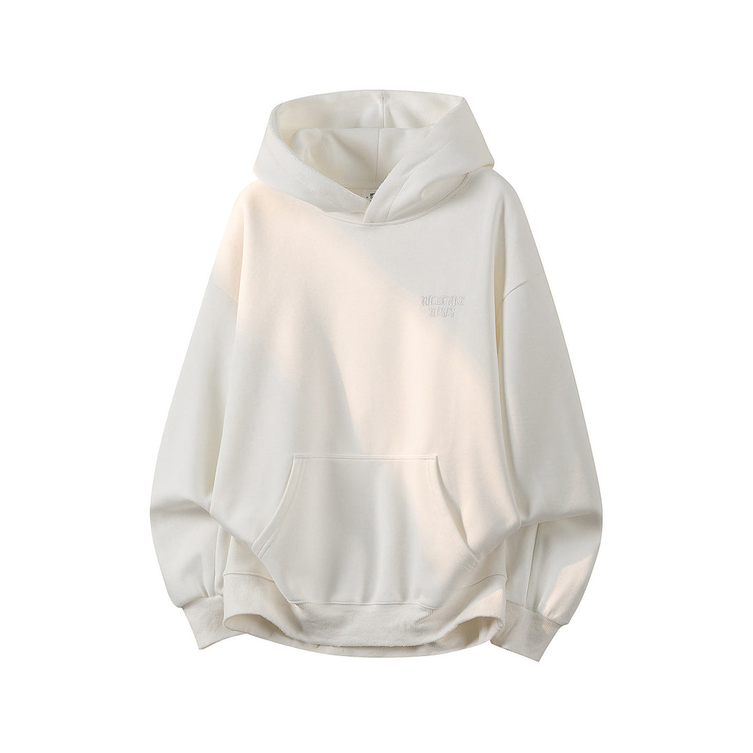 Unisex Oversize Kapuzenpullover mit handschriftlichem Grafik-Print, Kängurutasche & geripptem Saum Drune