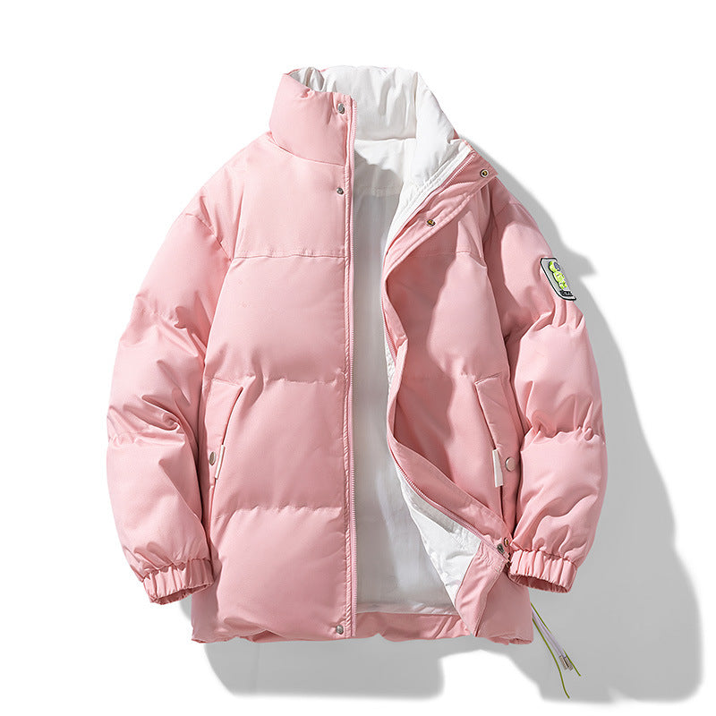 Damen Wattierte Steppjacke mit hohem Stehkragen, kontrastiertem Futter und Kordelzug Drune