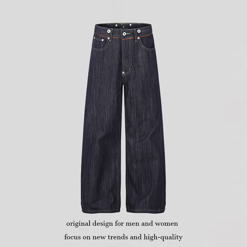 Damen Hochgeschnittene weite Denim-Palazzo-Jeans mit Five-Pocket-Schnitt Drune