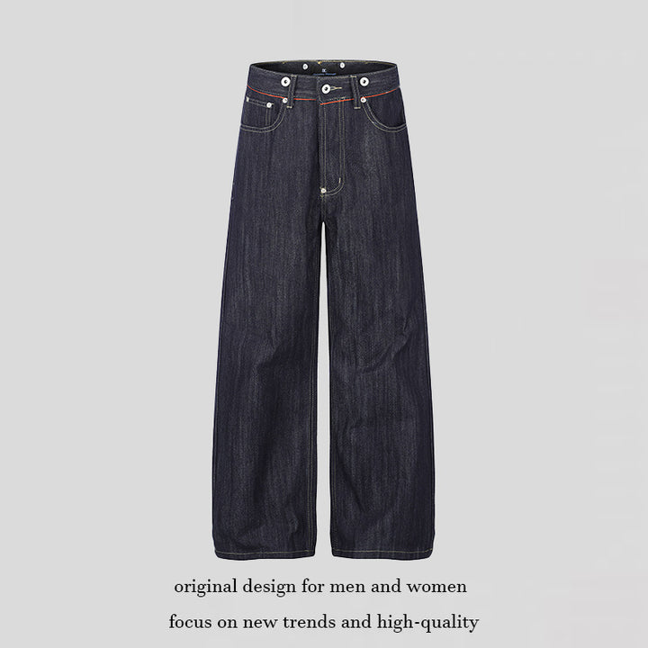 Damen Hochgeschnittene weite Denim-Palazzo-Jeans mit Five-Pocket-Schnitt Drune