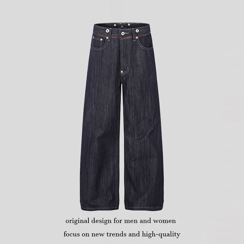 Damen Hochgeschnittene weite Denim-Palazzo-Jeans mit Five-Pocket-Schnitt Drune