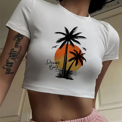 Damen Crop-Shirt mit verspieltem Geistermotiv Drune