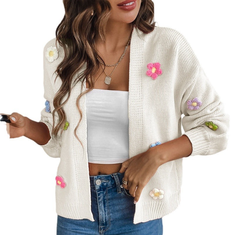 Drune | Handgehäkelter floral gestrickter Cardigan