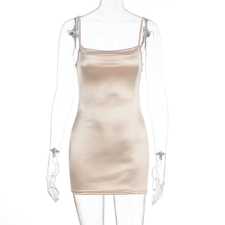 Damen elegantes Nachtkleid mit hochwertigen Spaghettiträgern und glattem Satinfinish Drune