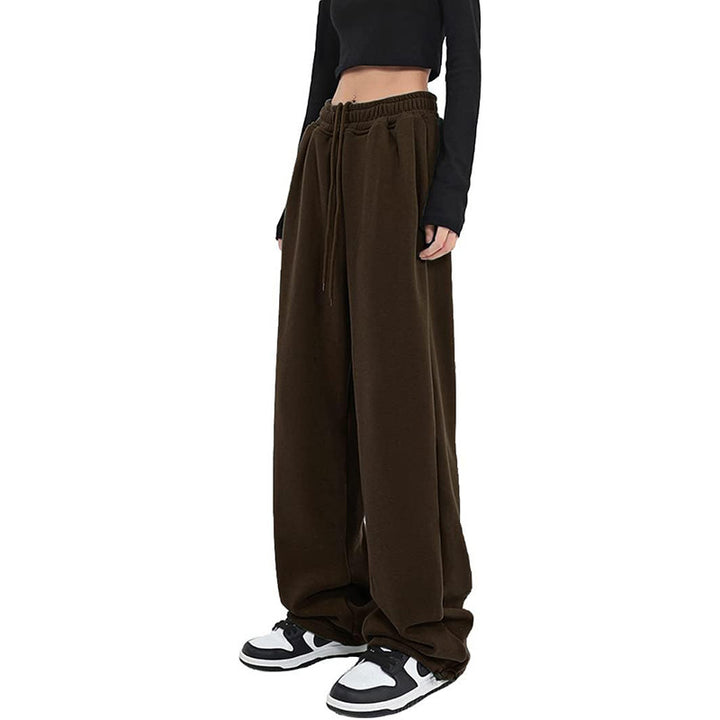 Damen nan lockerfallende Palazzohose aus Sweat mit hochgeschnittenem Komfortbund, Tunnelzug und seitlichen Eingrifftaschen Drune