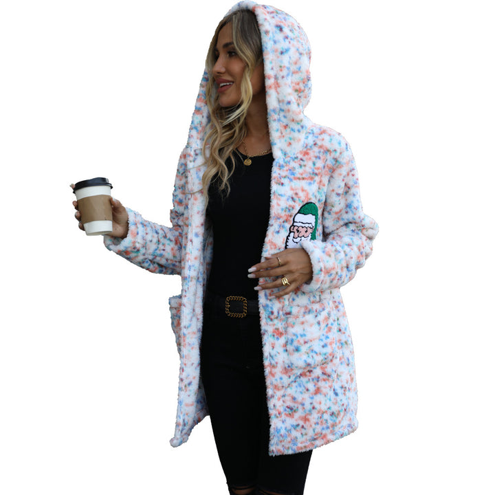 Damen kuschelige Fleecejacke mit Kapuze Drune