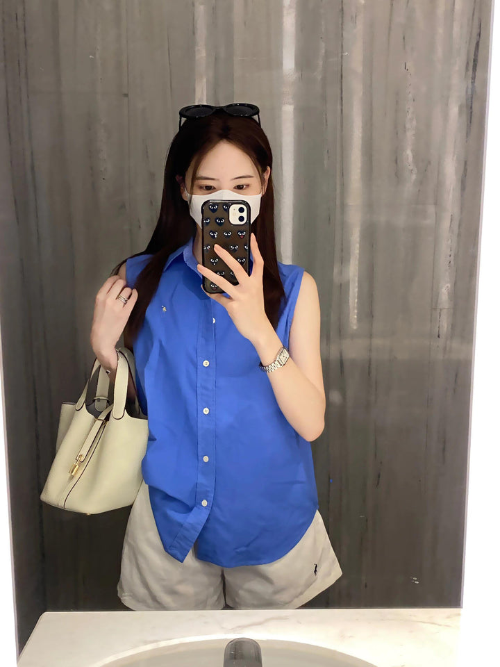 Damen Klassische ärmellose Bluse Drune